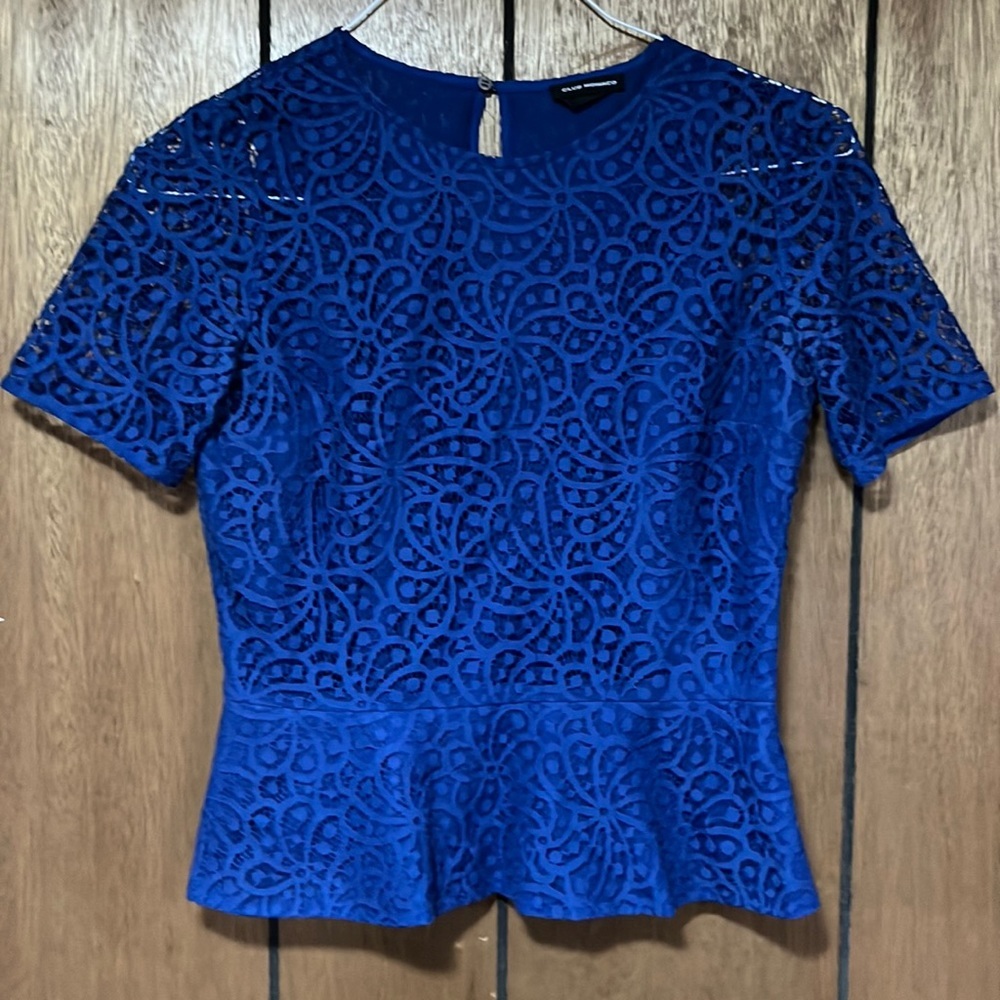 Club Monaco blue lace peplum top